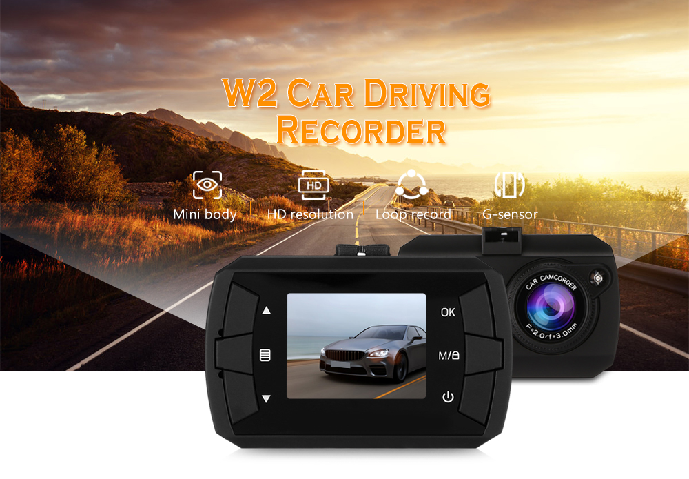 W2 Mini 720P HD 1.5 inch Car Driving Recorder Camcorder Dash Cam G-sensor Loop Recording