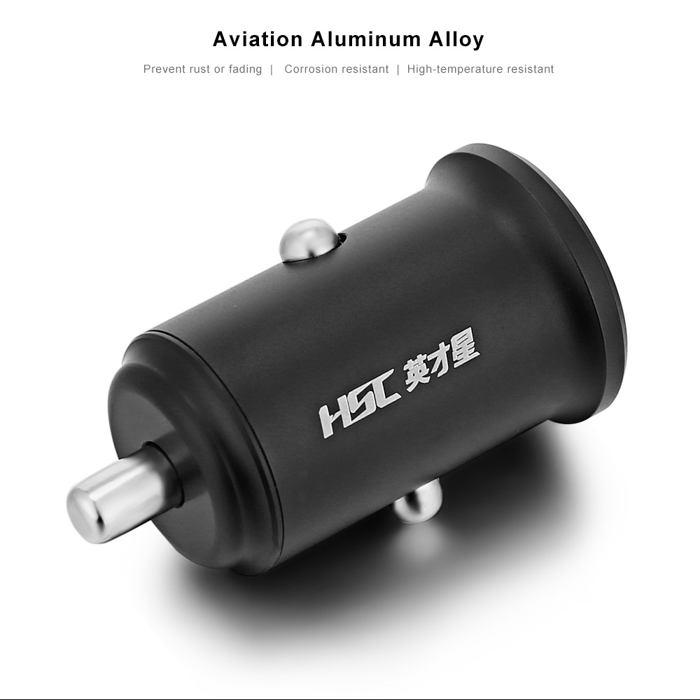 HSC YC39 Car Charger Dual USB 2.4A Intelligent Current Assign Aviation Aluminum Alloy 