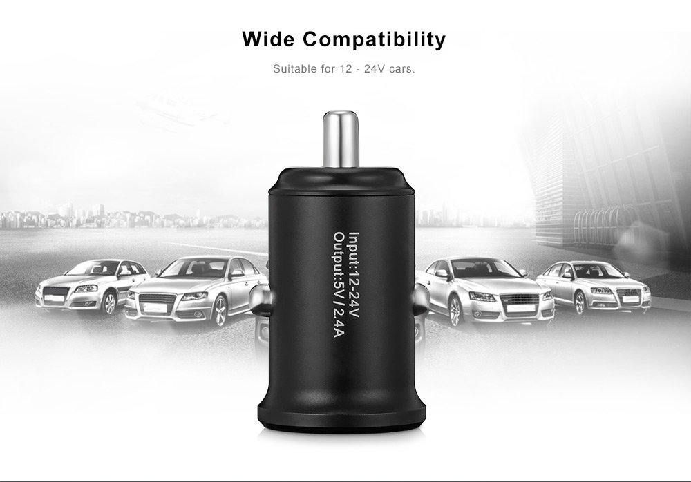 HSC YC39 Car Charger Dual USB 2.4A Intelligent Current Assign Aviation Aluminum Alloy 