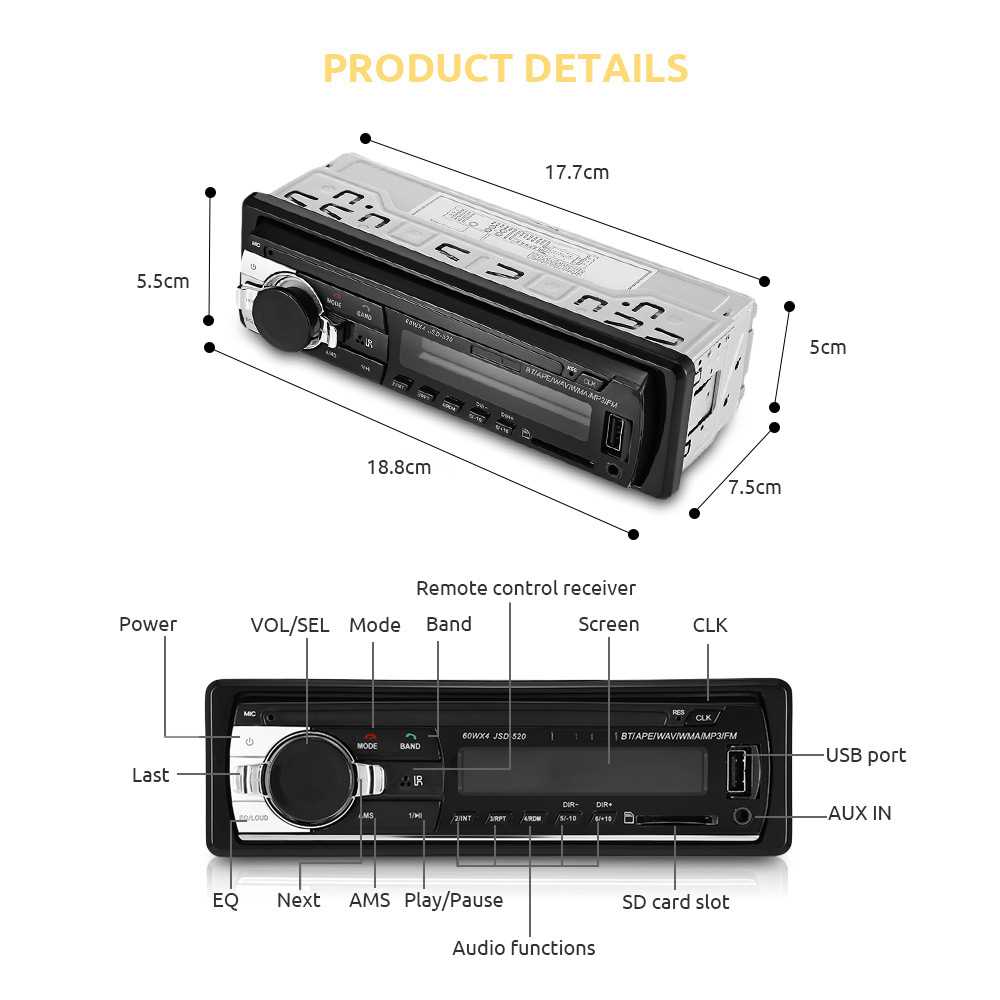 JSD - 520 Wireless Bluetooth Car MP3 Player