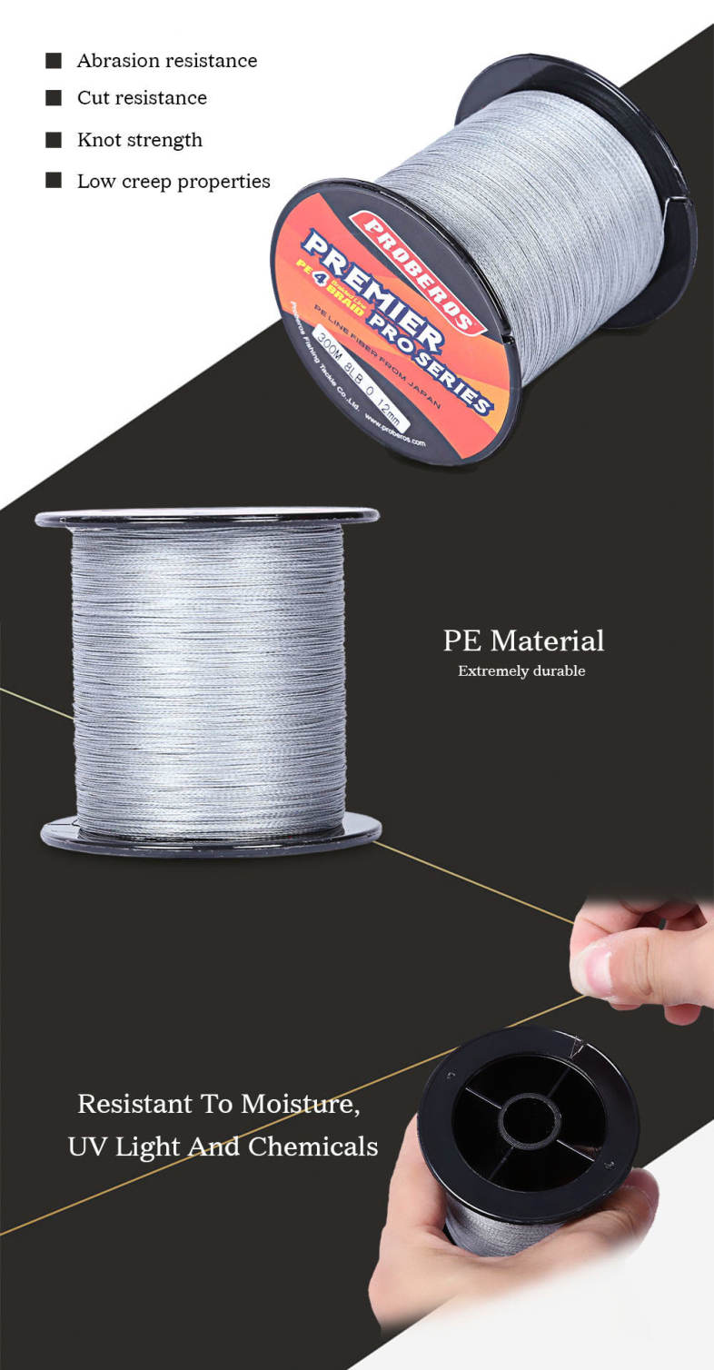 PROBEROS 300M PE Fishing Line Strong 4 Strands Braided Wire