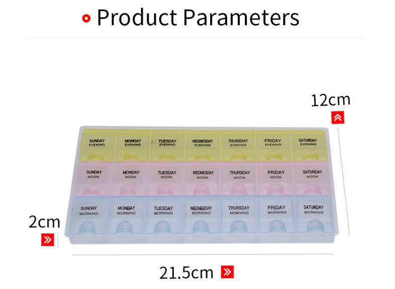 21 Compartments Weekly Medicine Reminder Pill Tablet Storage Box