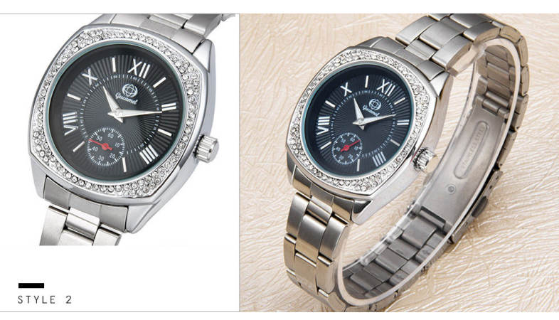 Gucamel BL057 Women Quartz Watch Luminous Pointer Rhinestone 30m Water Resistance Wristwatch