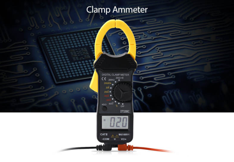 WHDZ DT3288C Digital Current Clamp Ammeter AC DC Temperature Voltmeter Tester
