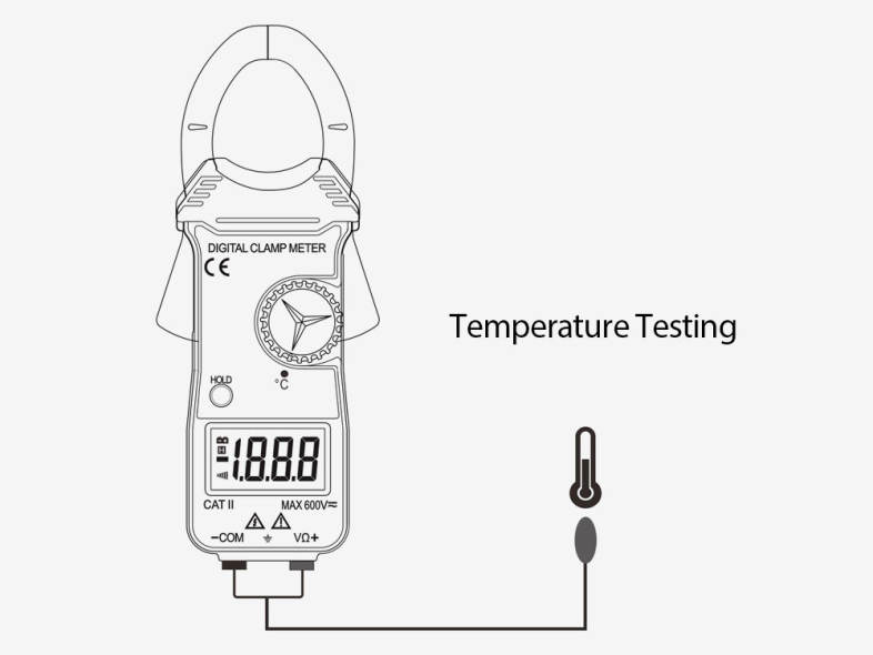 WHDZ DT3288C Digital Current Clamp Ammeter AC DC Temperature Voltmeter Tester