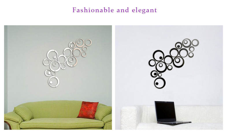Fashionable Personality 3D Crystal Circle Mirror Wall Stickers Decor DIY Gift