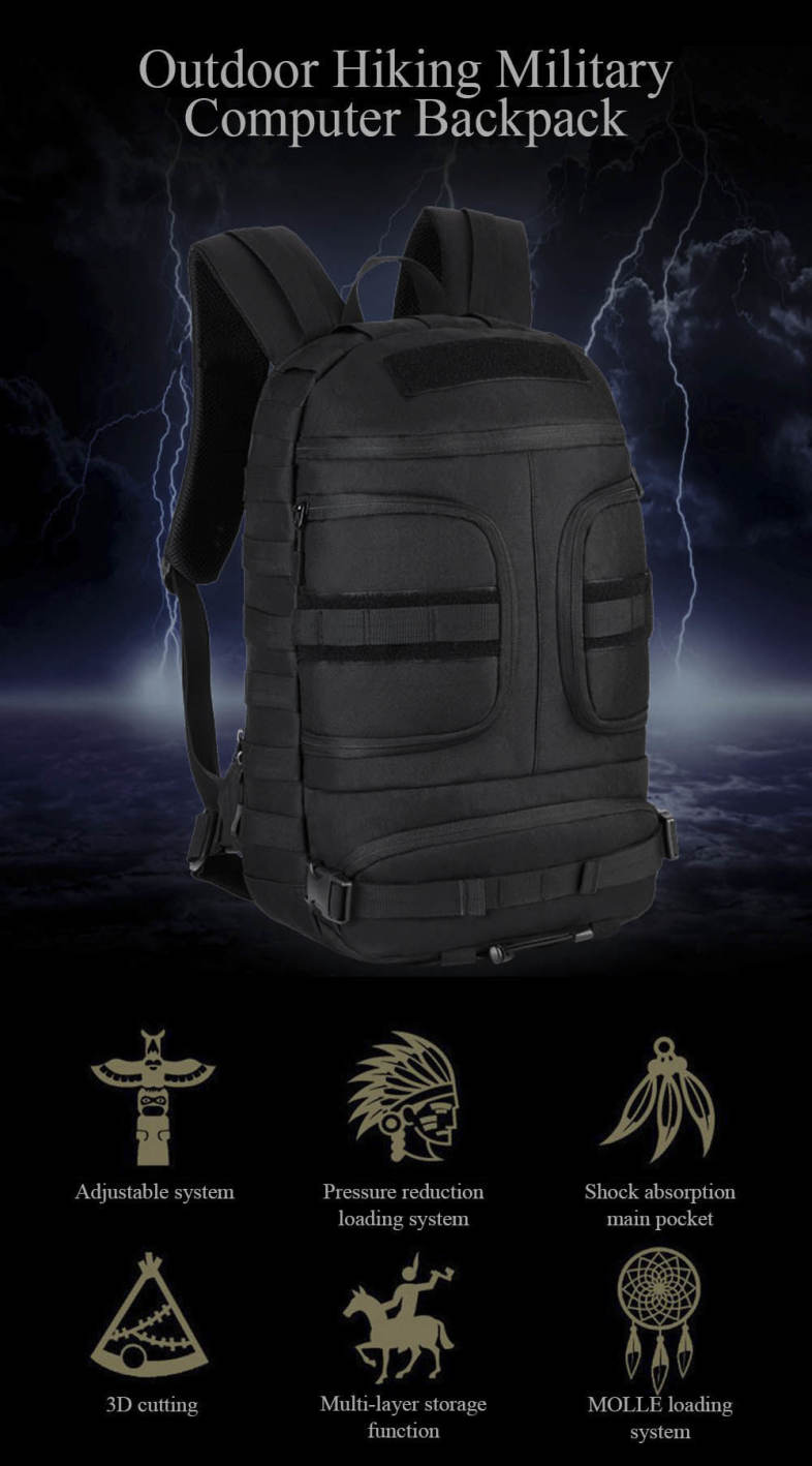 Protector Plus 35L Outdoor Water Resistant Military Backpack for Hiking Camping Climbing