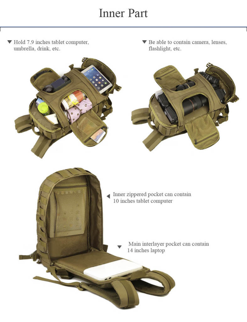 Protector Plus 35L Outdoor Water Resistant Military Backpack for Hiking Camping Climbing