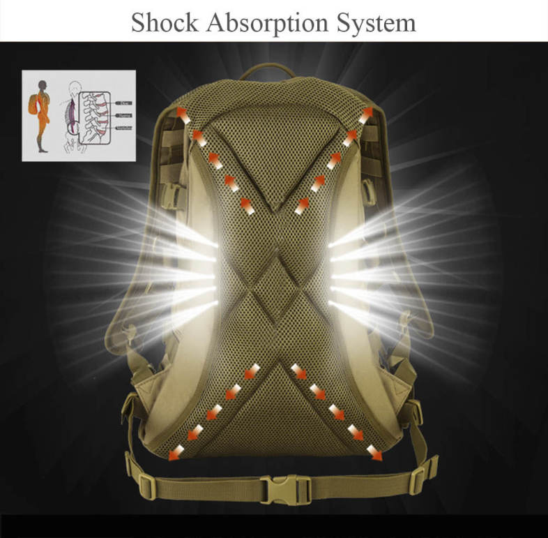 Protector Plus 25L Outdoor Water Resistant Military Backpack for Hiking Camping Climbing