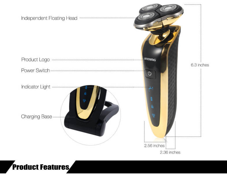 JINDING RQ8508C Rechargeable 4D Floating Head Shaver for Men