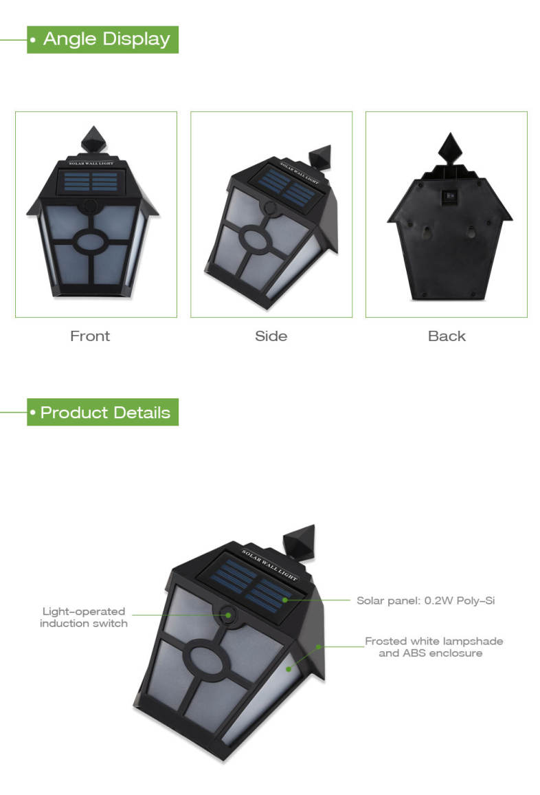 Solar Powered Hexagonal LED Wall Lamp Landscape Light