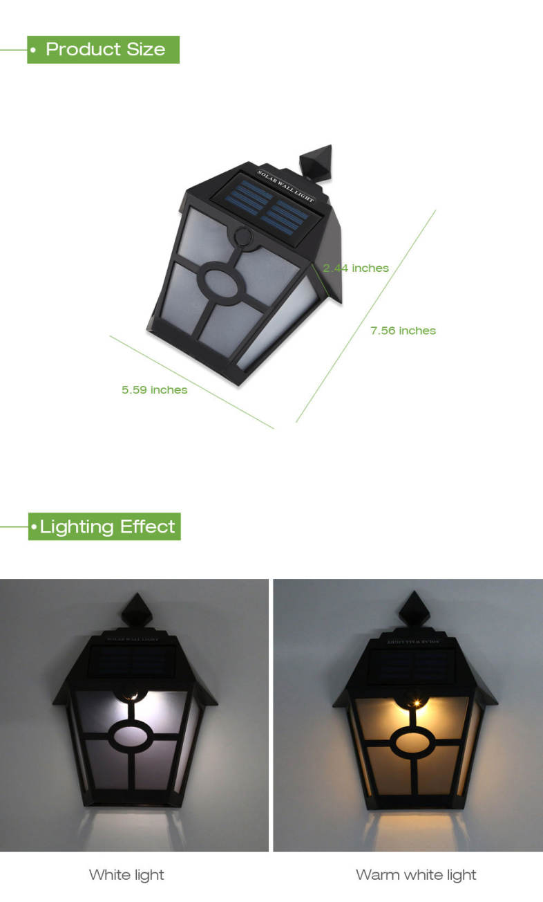 Solar Powered Hexagonal LED Wall Lamp Landscape Light