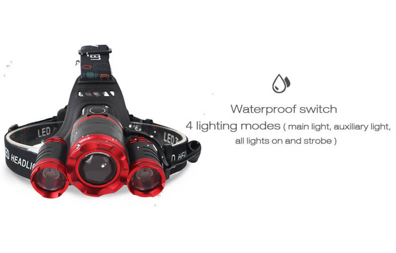 Shengfeihuo LED Three-headed Zoom Rechargeable Miner Light