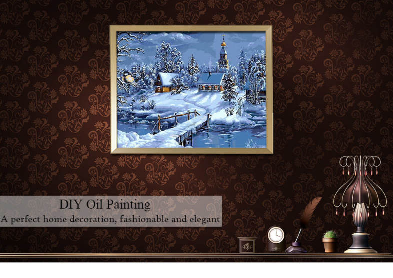 Village Landscape DIY Digital Oil Hand Painting Wall Decoration