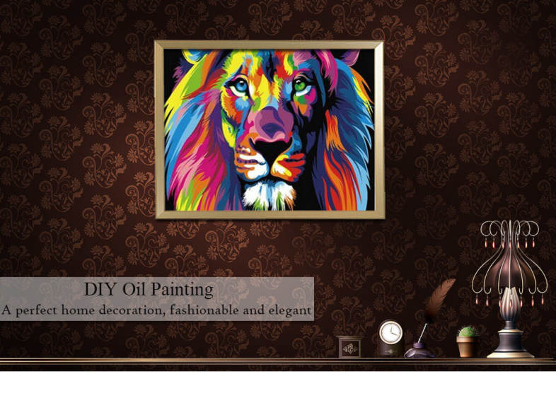 Chromatic Lion DIY Digital Oil Hand Painting Wall Decoration