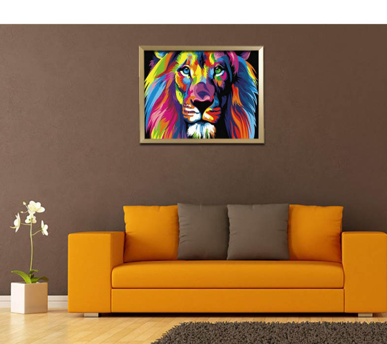 Chromatic Lion DIY Digital Oil Hand Painting Wall Decoration