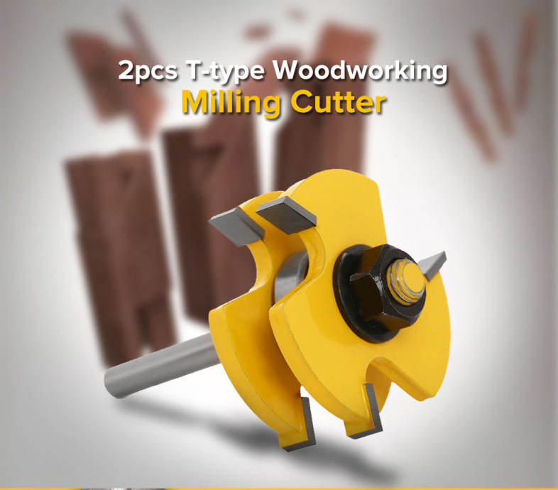 2pcs T Type Trimming Knife Alloy Woodworking Milling Cutter