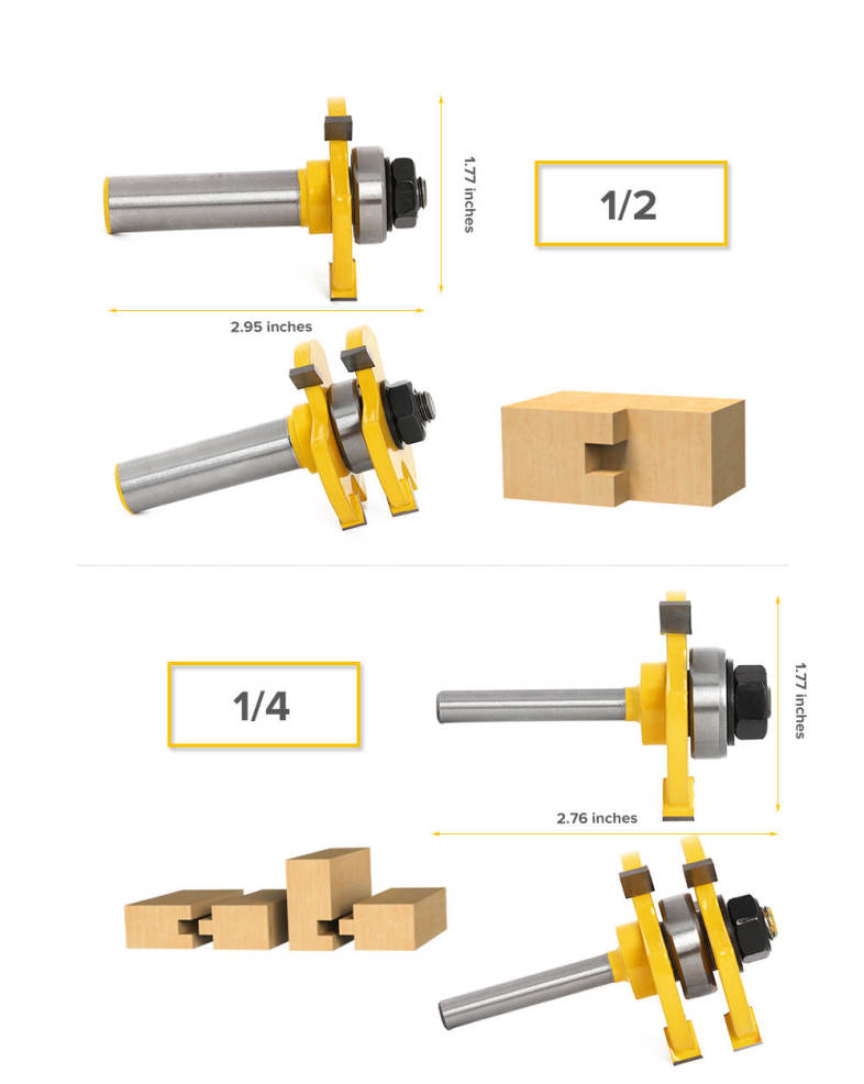 2pcs T Type Trimming Knife Alloy Woodworking Milling Cutter
