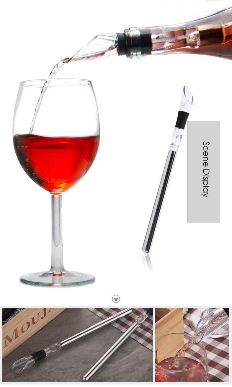 3 in 1 Stainless Steel Wine Chiller Stick with Aerator and Pourer for  Whiskey Champagne
