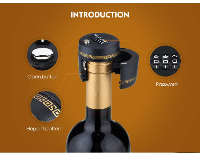 Plastic Wine Liquor Bottle Combination Lock Home Supplies