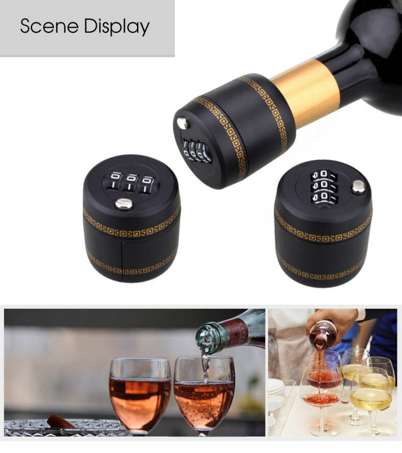 Plastic Wine Liquor Bottle Combination Lock Home Supplies