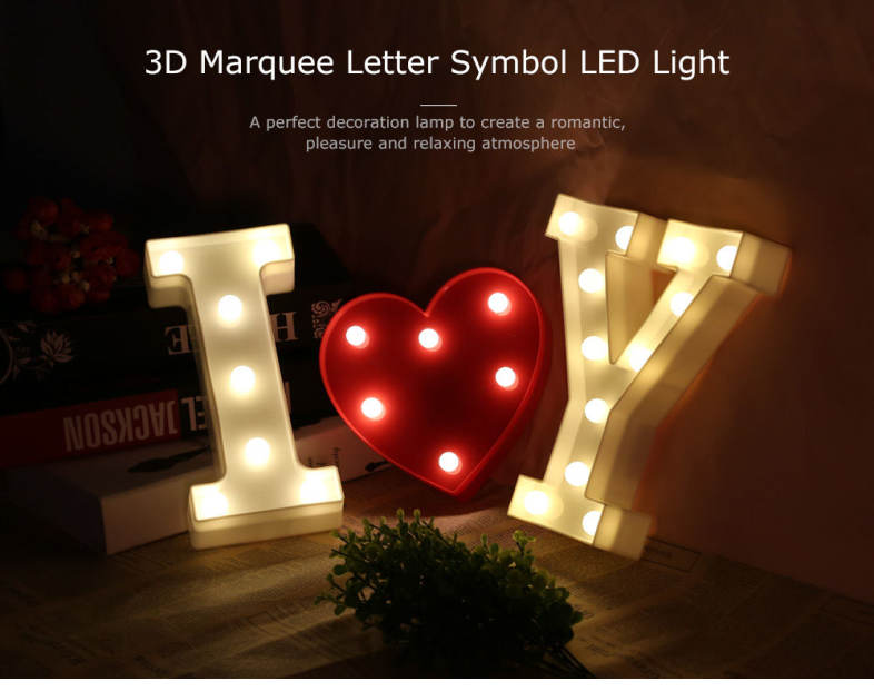 Creative 3D Marquee Letter Symbol LED Night Light Decoration Lamp