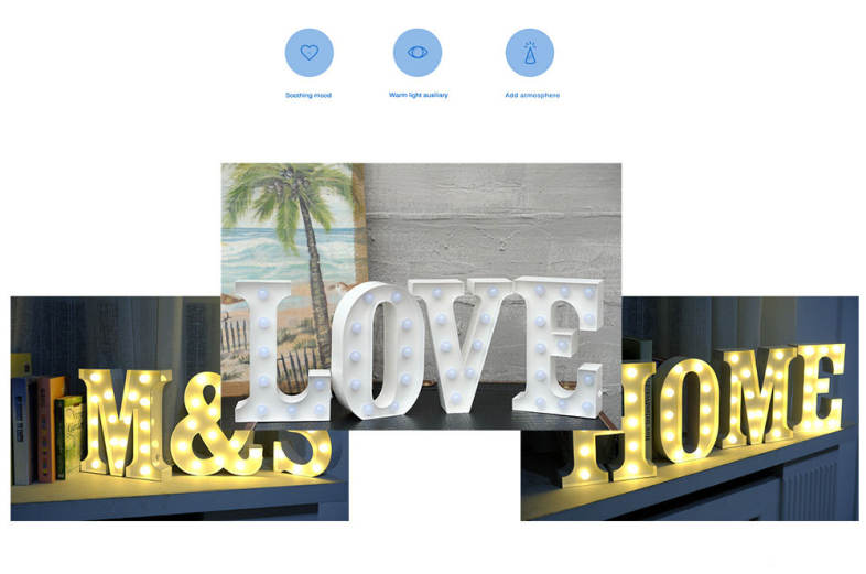 Creative 3D Marquee Letter Symbol LED Night Light Decoration Lamp