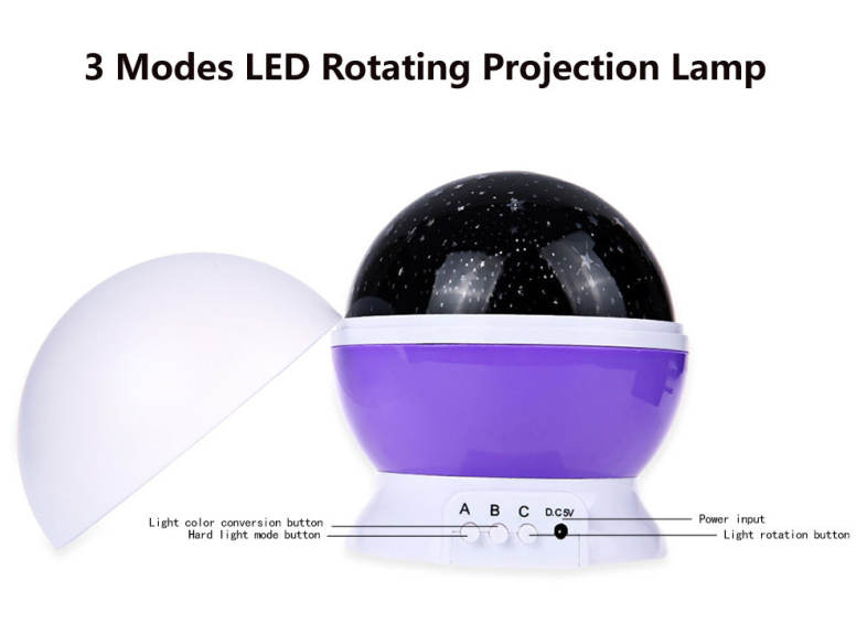 3 Modes LED Rotating Star Light Projection Lamp