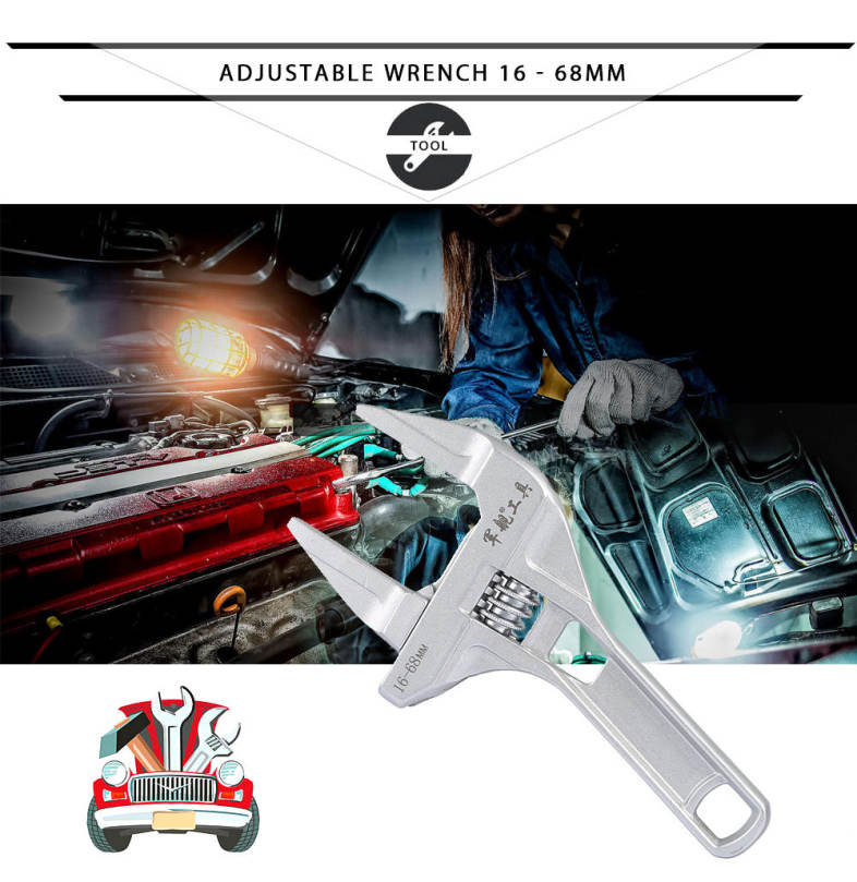 16 - 68mm Adjustable Wrench Short Shank Large Opening Hand Tool