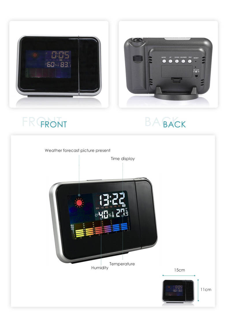 Digital Color Screen Projection Alarm Clock
