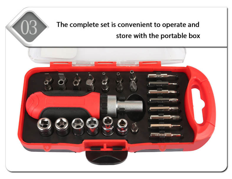 30pcs Multi-purpose Ratchet Handle Screwdriver Socket Combination Repair Tool