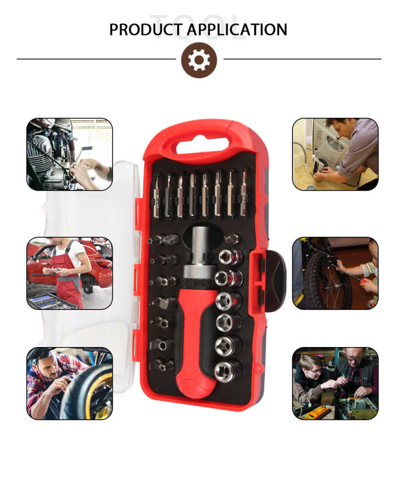30pcs Multi-purpose Ratchet Handle Screwdriver Socket Combination Repair Tool