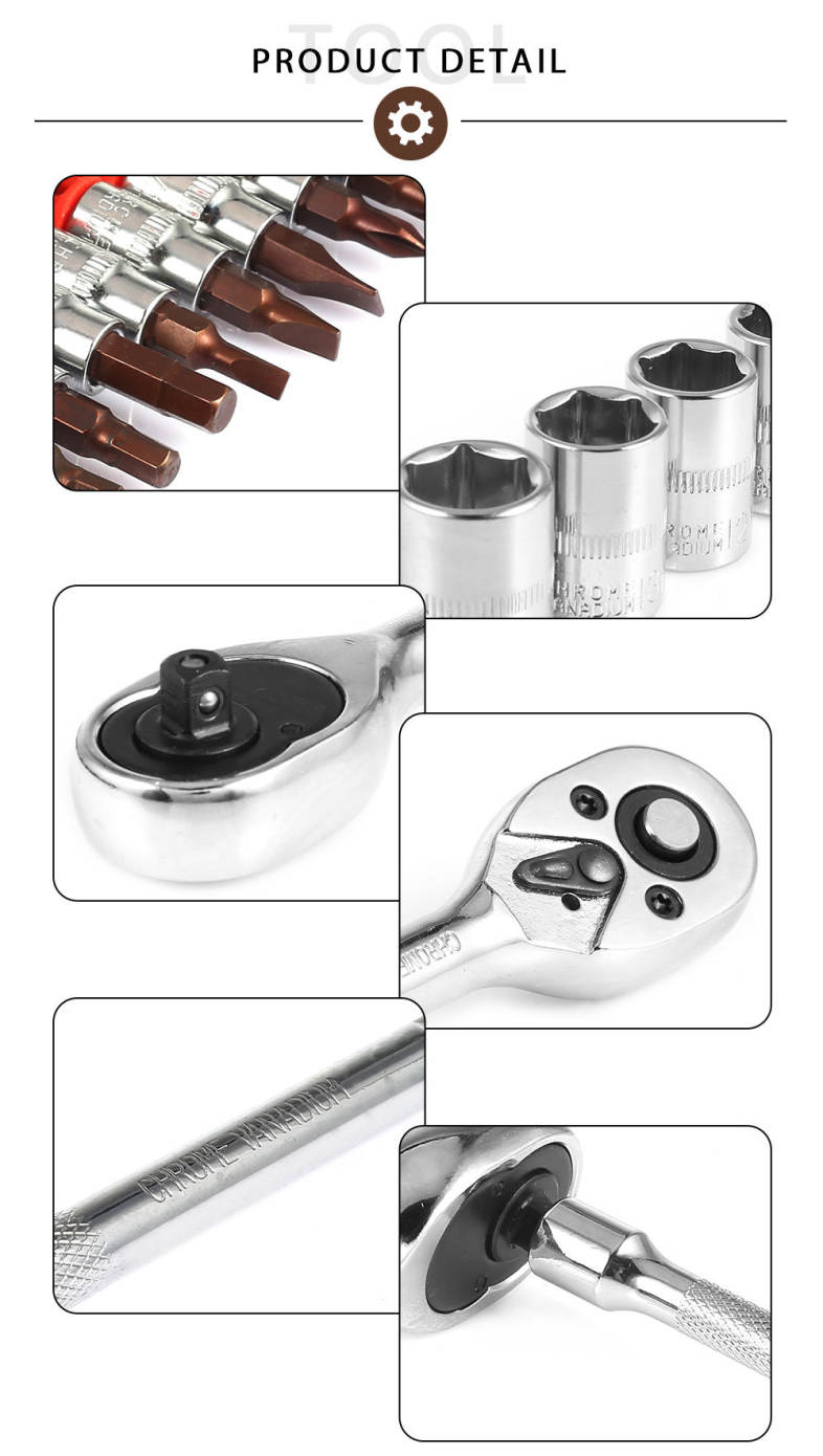 28pcs Tube Double Row Ratchet Wrench 1/4 Small Fly Repairing Hand Tool