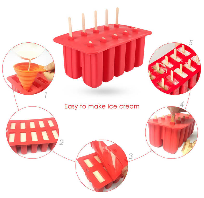 Silicone Ice Cream Cube Mould with 10 Case