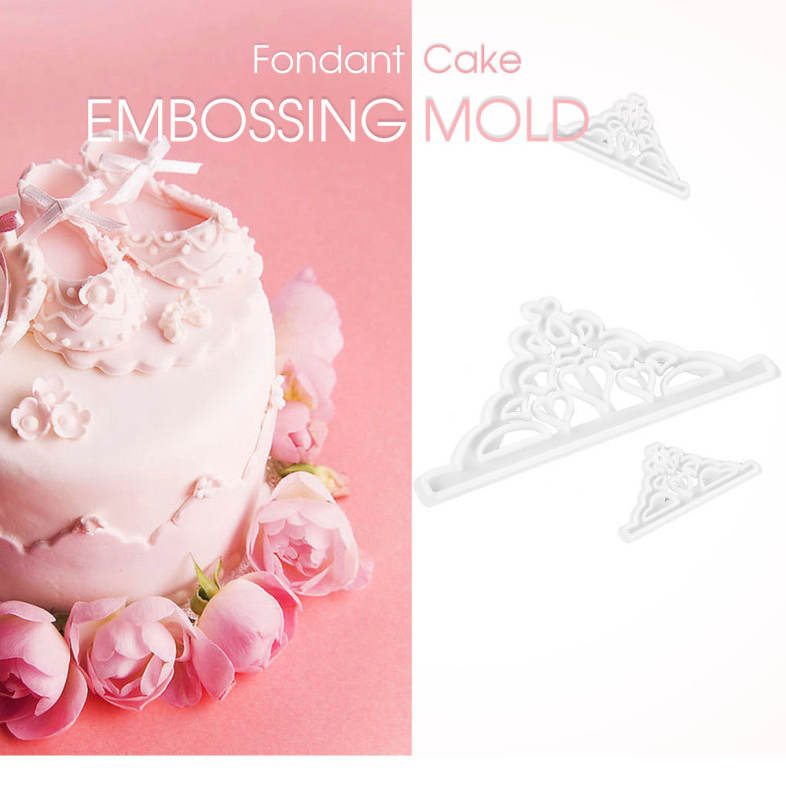 2pcs Imperial Crown Shape Fondant Cake Embossing Mold Baking Tools