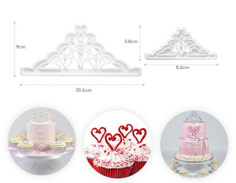 2pcs Imperial Crown Shape Fondant Cake Embossing Mold Baking Tools