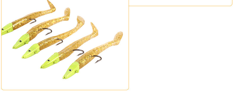 5pcs Lead Head Single Hook Bait PVC Artificial Soft Fishing Lure