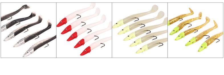 5pcs Lead Head Single Hook Bait PVC Artificial Soft Fishing Lure