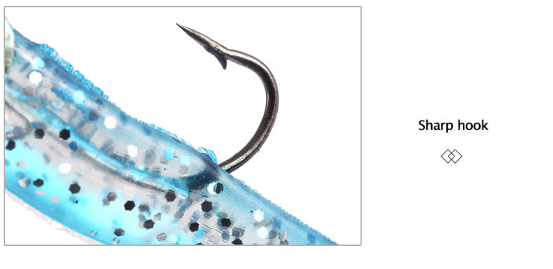 5pcs Lead Head Single Hook Bait PVC Artificial Soft Fishing Lure