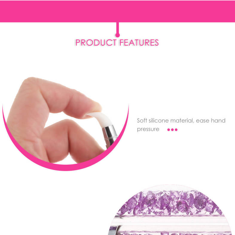 3pcs Rhinestone Handle Nail Silicone Paint Pen