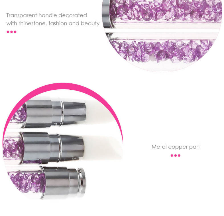 3pcs Rhinestone Handle Nail Silicone Paint Pen