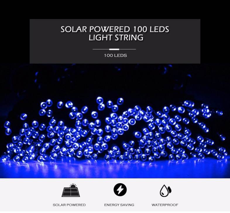 Solar Powered 12M 100 LEDs Light Strip Lighting Chains for Christmas Hallowmas