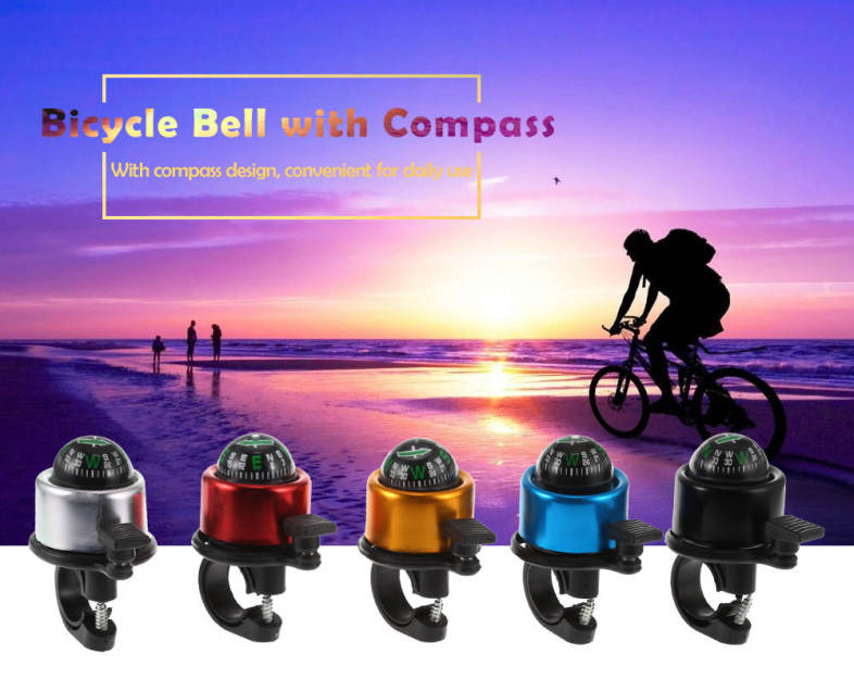 Aluminum Alloy Bicycle Bell Bike Handbar Hore Ring with Compass
