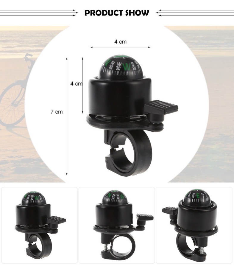 Aluminum Alloy Bicycle Bell Bike Handbar Hore Ring with Compass