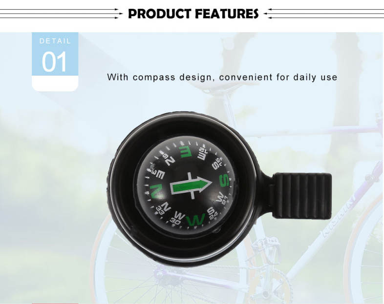 Aluminum Alloy Bicycle Bell Bike Handbar Hore Ring with Compass