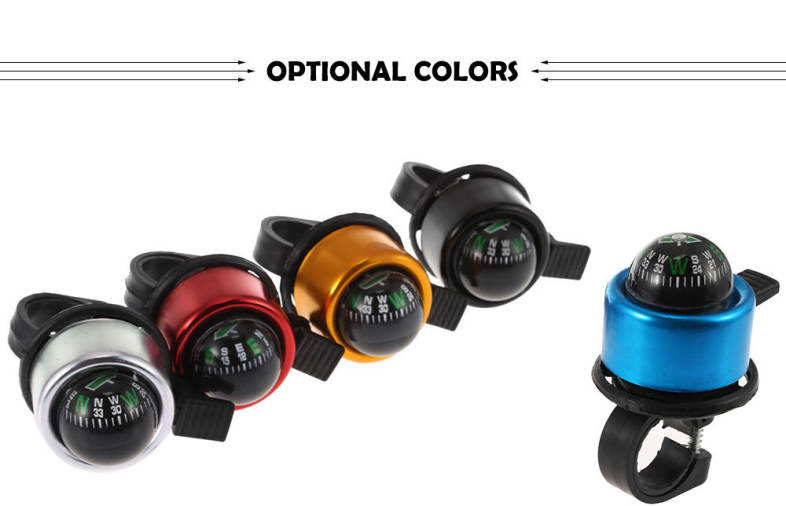 Aluminum Alloy Bicycle Bell Bike Handbar Hore Ring with Compass