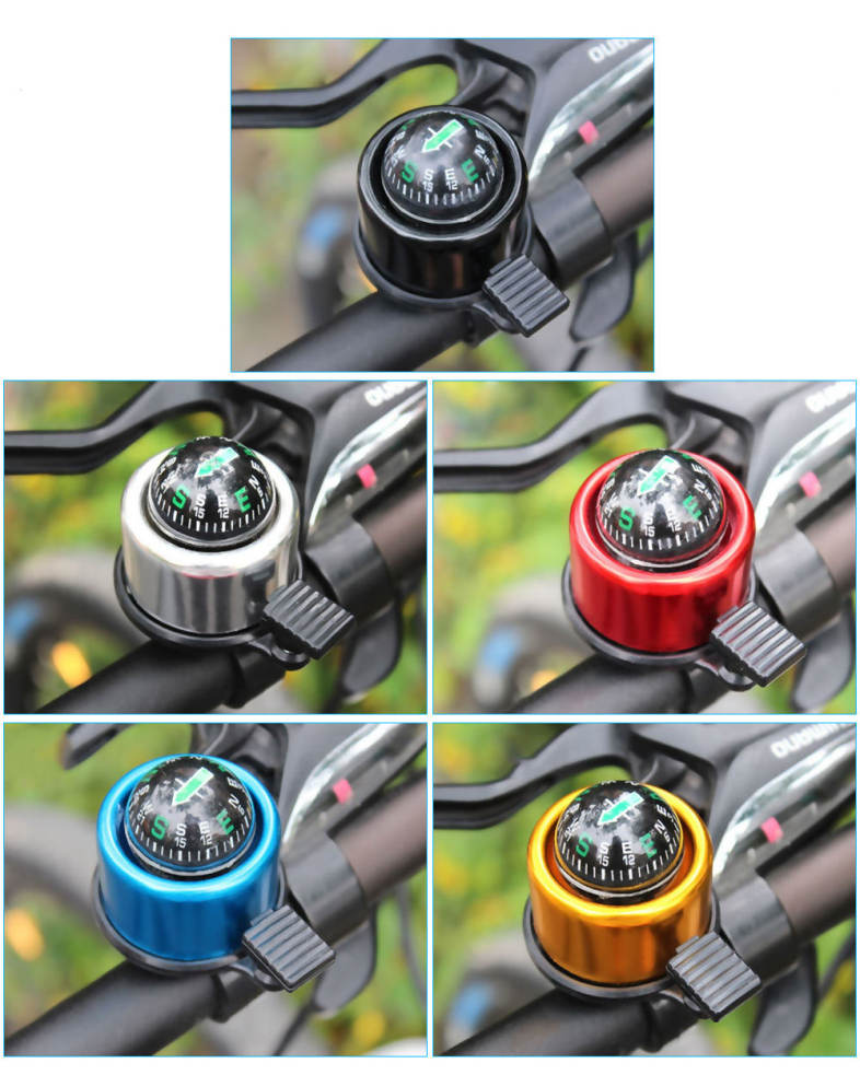 Aluminum Alloy Bicycle Bell Bike Handbar Hore Ring with Compass