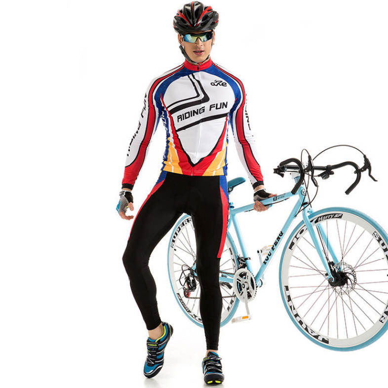 RIDING FUN Men Anti-UV Long Sleeve Riding Clothes Suit with 3D Sponge Padded