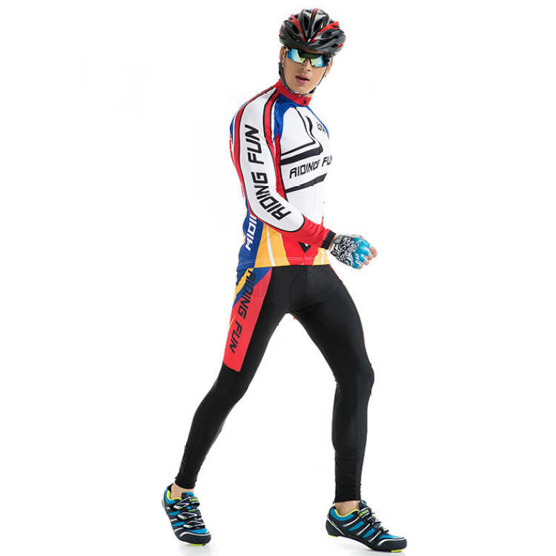 RIDING FUN Men Anti-UV Long Sleeve Riding Clothes Suit with 3D Sponge Padded