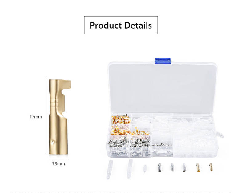100 Set 3.9mm Motorcycle Brass Bullet Connectors Male / Female Wire Terminals with Insulation Covers 